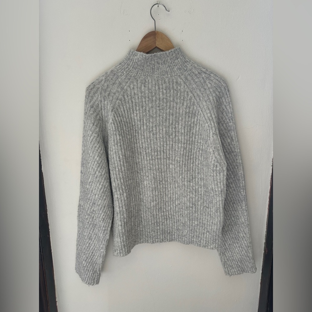 Gray Ribbed Women's Sweater - Picture 2 of 6